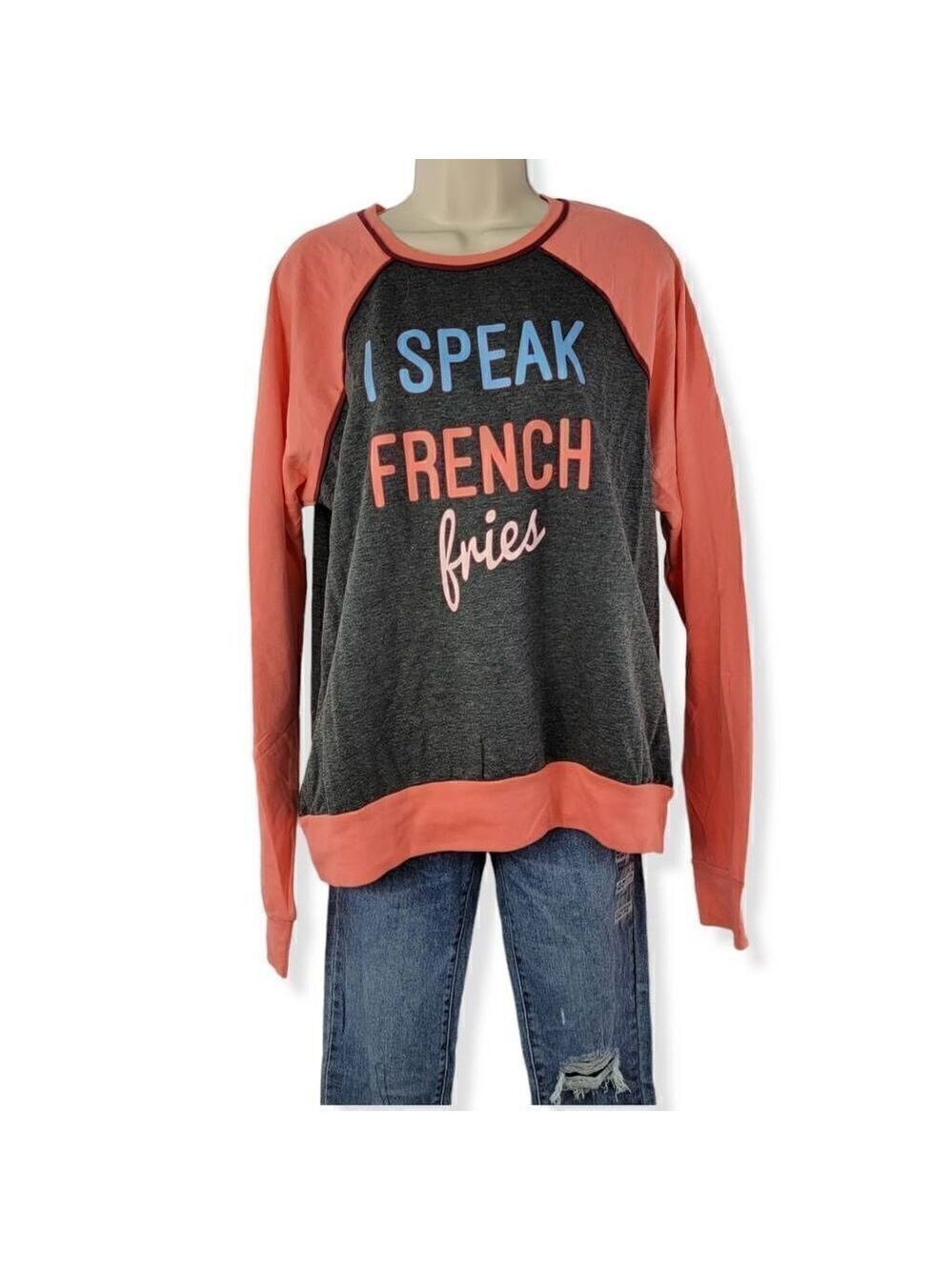 Rebellious One I Speak French Fries Sweatshirt X-Large Jrs.